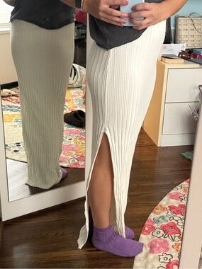 Simon Miller RIB White Maxi Skirt with Side Slit